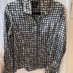 Rafaella Black and White Circle Pattern Blouse